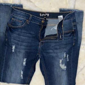 Stylish Women's Distressed Blue Jeans
